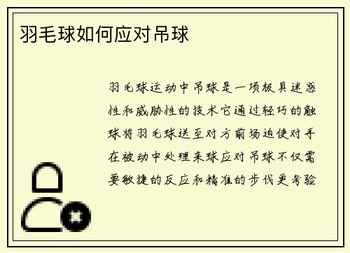 羽毛球如何应对吊球